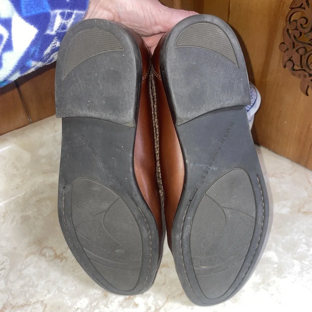 Hush Puppies Mens 10W San Remo Leather Loafers Shoes w/  Tassel Weave Brown‎